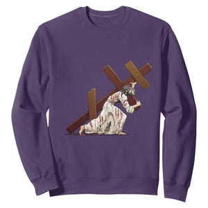 Orthodox Easter Jesus Is Carrying The Orthodox Cross Sweatshirt TS11 Purple Print Your Wear
