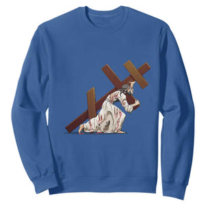 Orthodox Easter Jesus Is Carrying The Orthodox Cross Sweatshirt TS11 Royal Blue Print Your Wear
