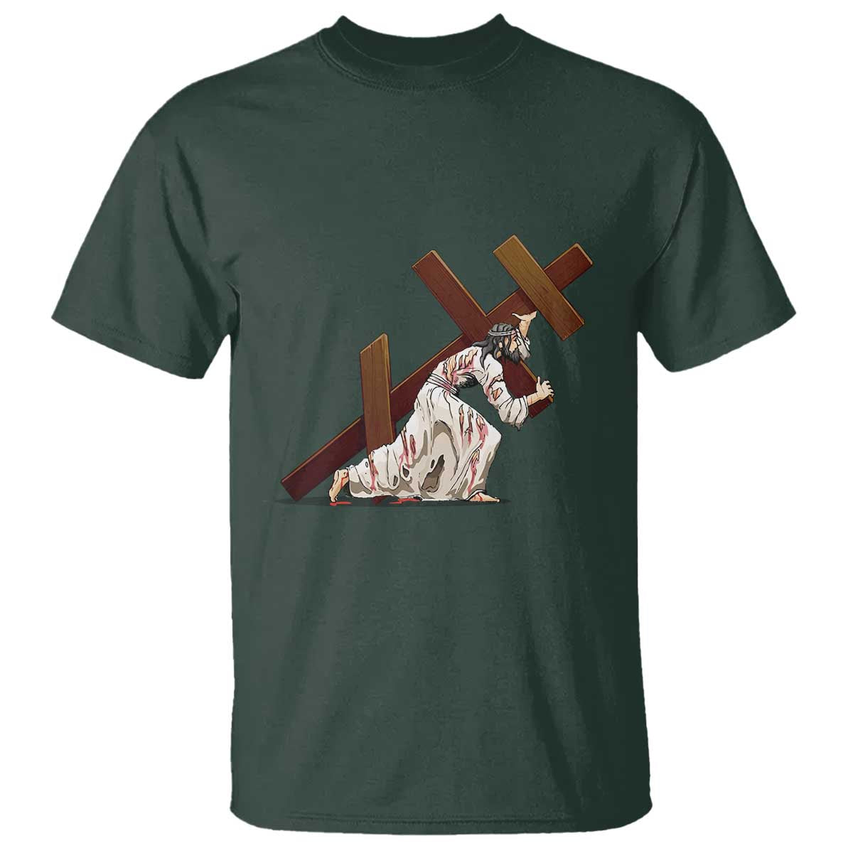 Orthodox Easter Jesus Is Carrying The Orthodox Cross T Shirt TS11 Dark Forest Green Print Your Wear