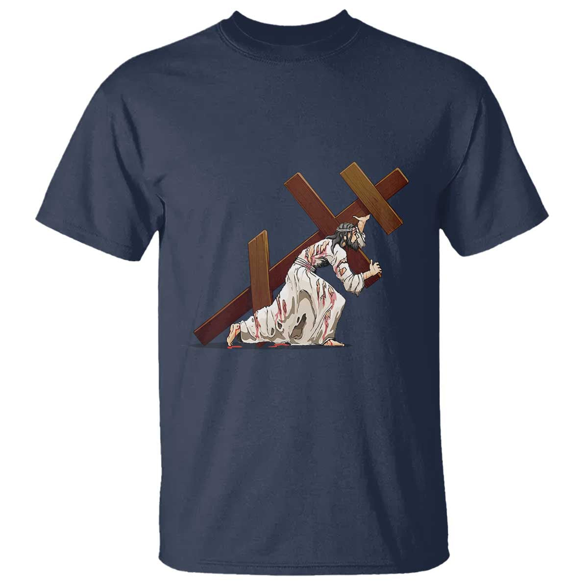 Orthodox Easter Jesus Is Carrying The Orthodox Cross T Shirt TS11 Navy Print Your Wear