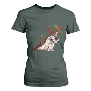 Orthodox Easter Jesus Is Carrying The Orthodox Cross T Shirt For Women TS11 Dark Forest Green Print Your Wear