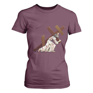 Orthodox Easter Jesus Is Carrying The Orthodox Cross T Shirt For Women TS11 Maroon Print Your Wear