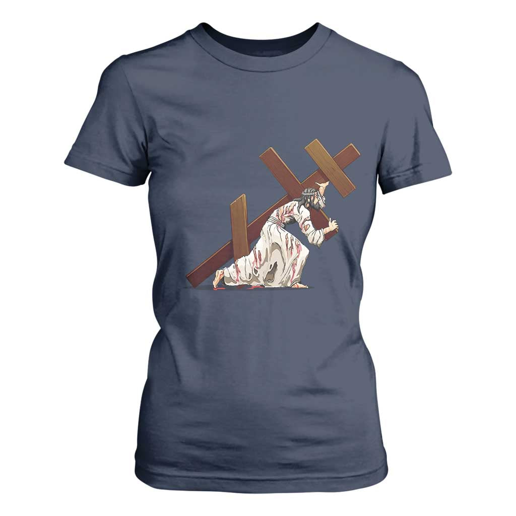 Orthodox Easter Jesus Is Carrying The Orthodox Cross T Shirt For Women TS11 Navy Print Your Wear