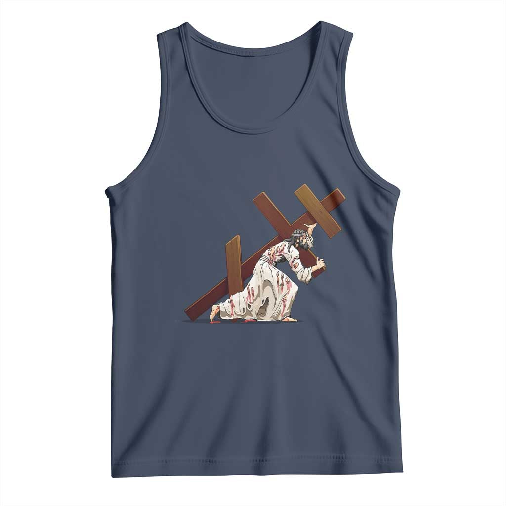 Orthodox Easter Jesus Is Carrying The Orthodox Cross Tank Top TS11 Navy Print Your Wear