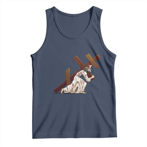 Orthodox Easter Jesus Is Carrying The Orthodox Cross Tank Top TS11 Navy Print Your Wear
