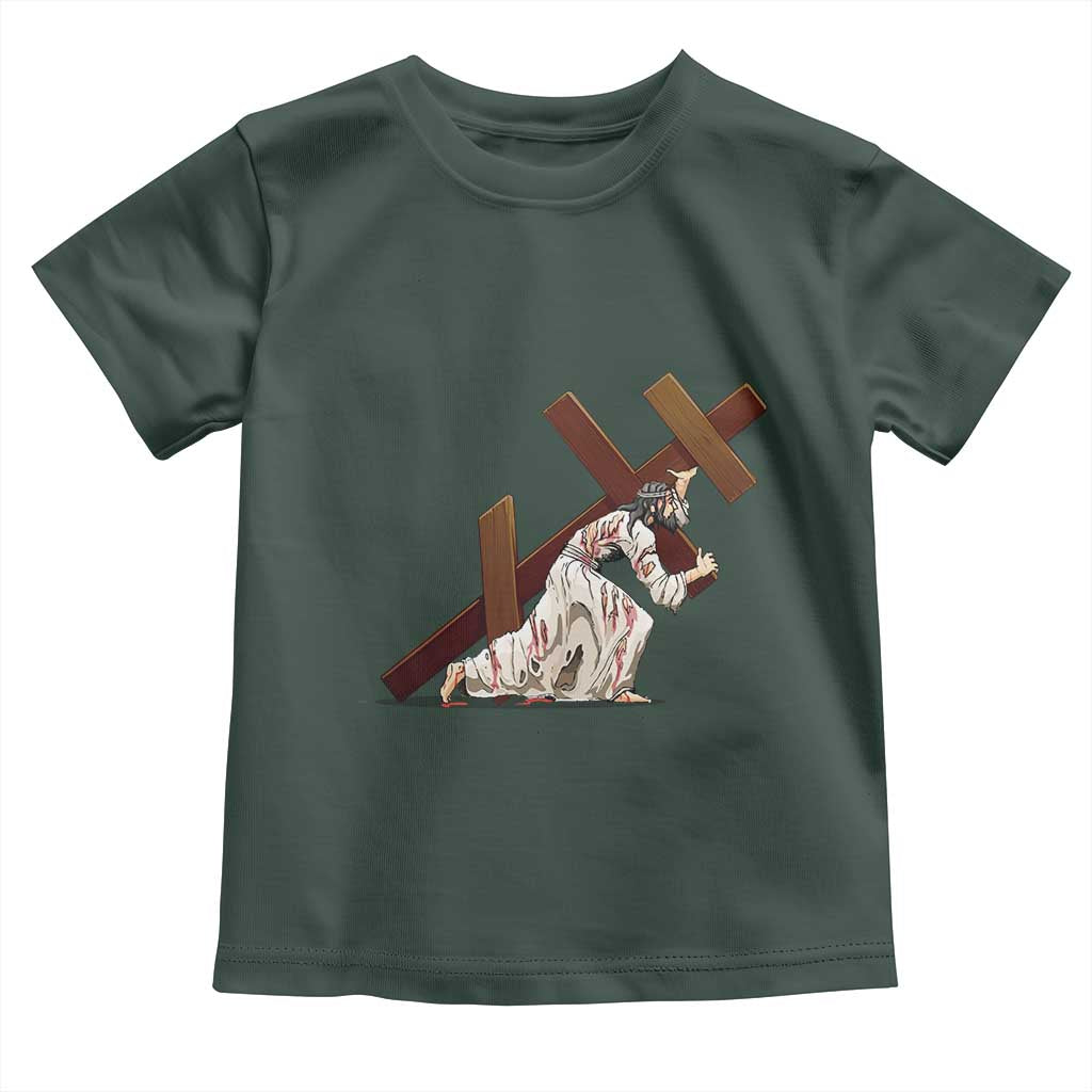 Orthodox Easter Jesus Is Carrying The Orthodox Cross Toddler T Shirt TS11 Dark Forest Green Print Your Wear