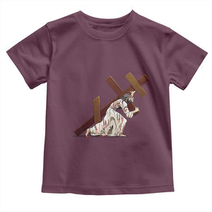 Orthodox Easter Jesus Is Carrying The Orthodox Cross Toddler T Shirt TS11 Maroon Print Your Wear