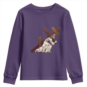 Orthodox Easter Jesus Is Carrying The Orthodox Cross Youth Sweatshirt TS11 Purple Print Your Wear