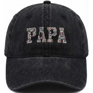 Funny Papa Hunting Washed Cotton Baseball Cap Deer Hunter Father's Day Camouflage Flag TS11 Print Your Wear