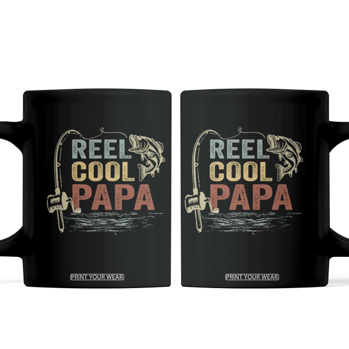 Funny Reel Cool Papa Coffee Mug Fishing Dad Fisherman Father's Day TS11 Black Print Your Wear