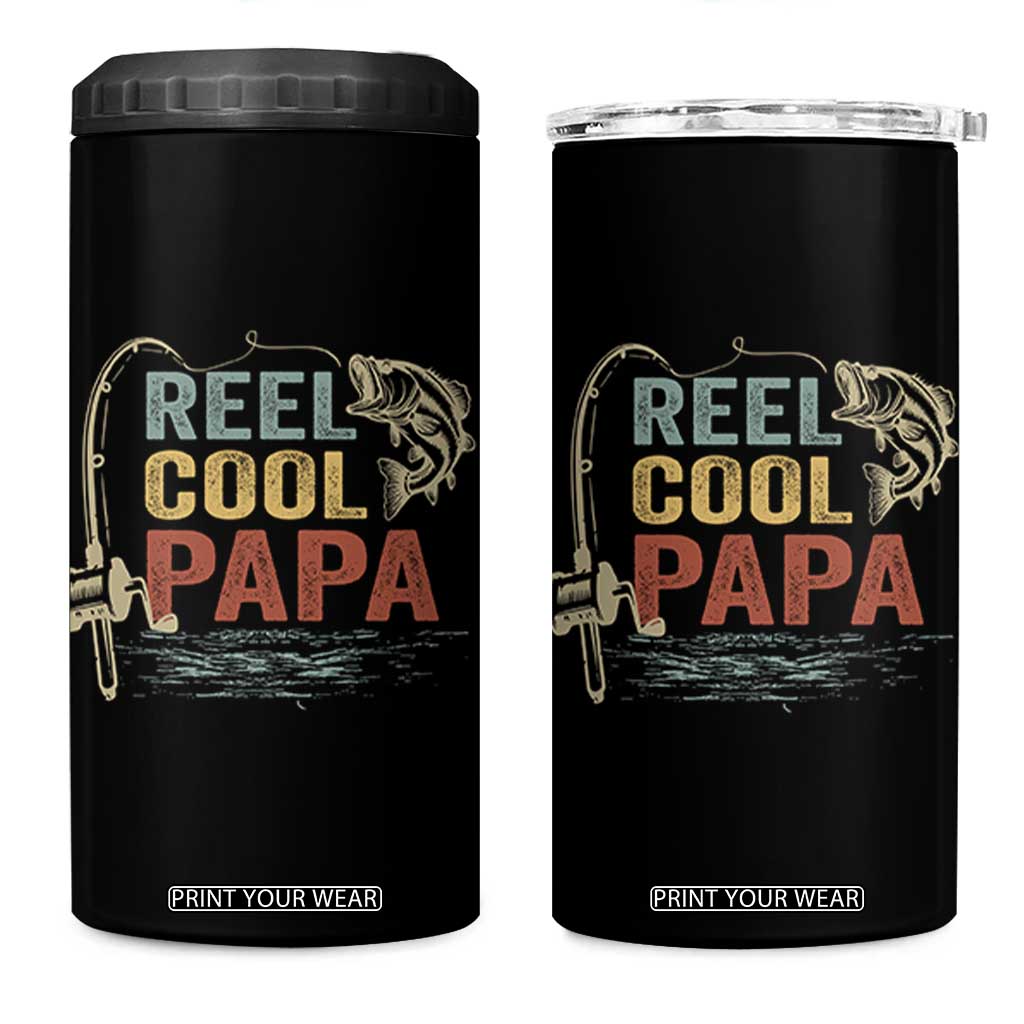 Funny Reel Cool Papa 4 in 1 Can Cooler Tumbler Fishing Dad Fisherman Father's Day TS11 One Size: 16 oz Black Print Your Wear