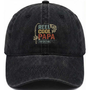 Funny Reel Cool Papa Washed Cotton Baseball Cap Fishing Dad Fisherman Father's Day TS11 Print Your Wear