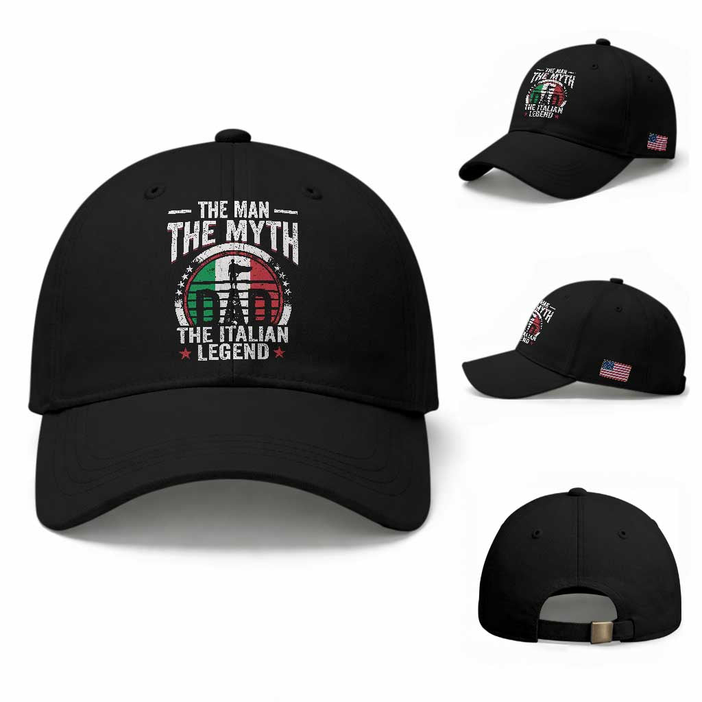 Funny Italian Dad Baseball Cap The Man The Myth The Italian Legend TS11 Baseball Cap Universal Fit Black Print Your Wear