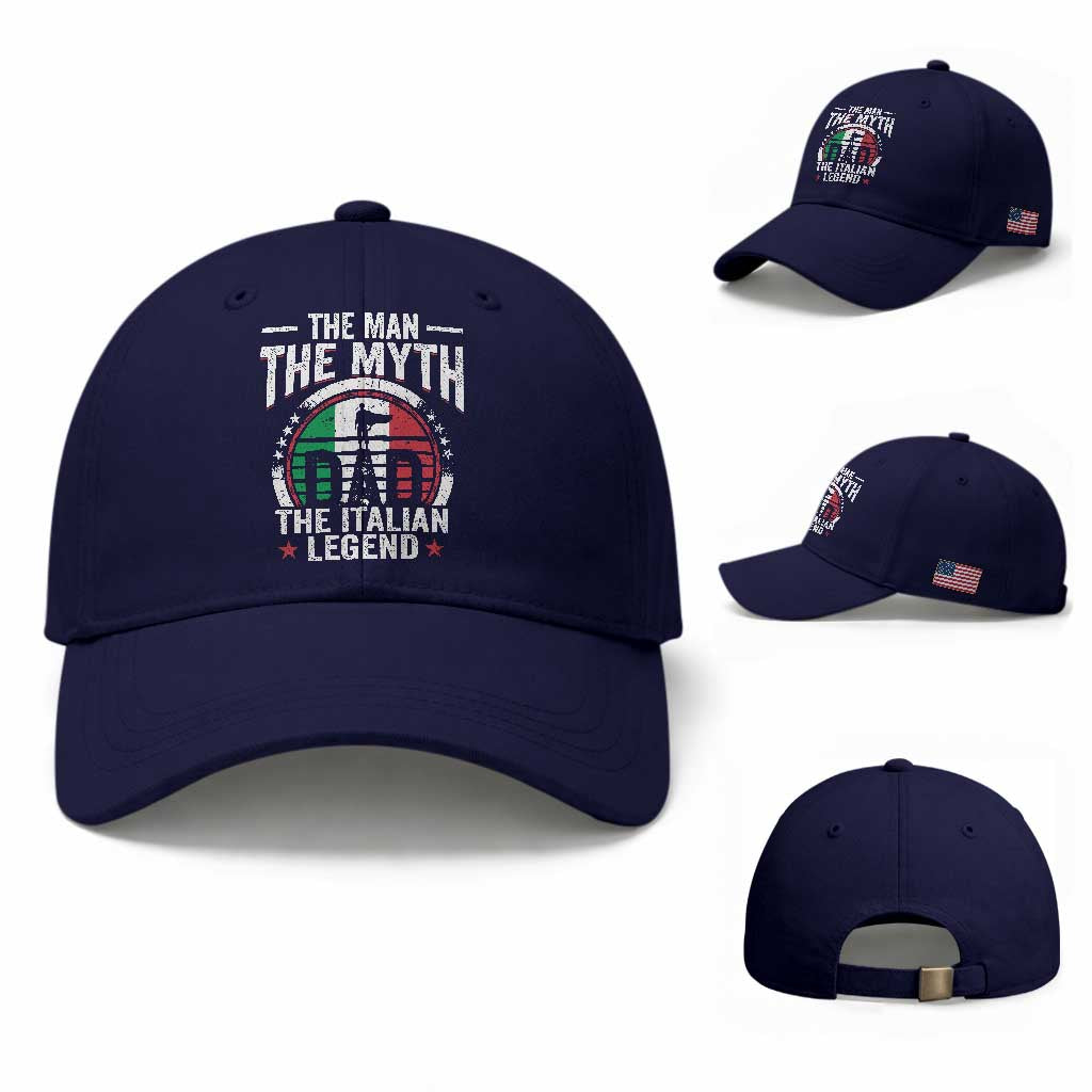 Funny Italian Dad Baseball Cap The Man The Myth The Italian Legend TS11 Baseball Cap Universal Fit Dark Blue Print Your Wear