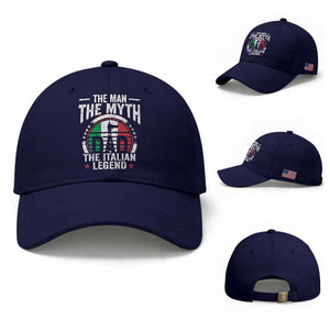 Funny Italian Dad Baseball Cap The Man The Myth The Italian Legend TS11 Baseball Cap Universal Fit Dark Blue Print Your Wear