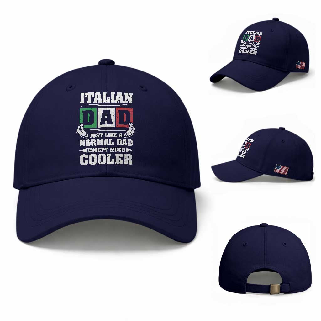 Funny Italian Dad Just Like A Normal Dad Except Much Cooler Baseball Cap Pinched Fingers Father's Day TS11 Baseball Cap Universal Fit Dark Blue Print Your Wear