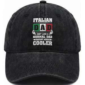 Funny Italian Dad Just Like A Normal Dad Except Much Cooler Washed Cotton Baseball Cap Pinched Fingers Father's Day TS11 Print Your Wear