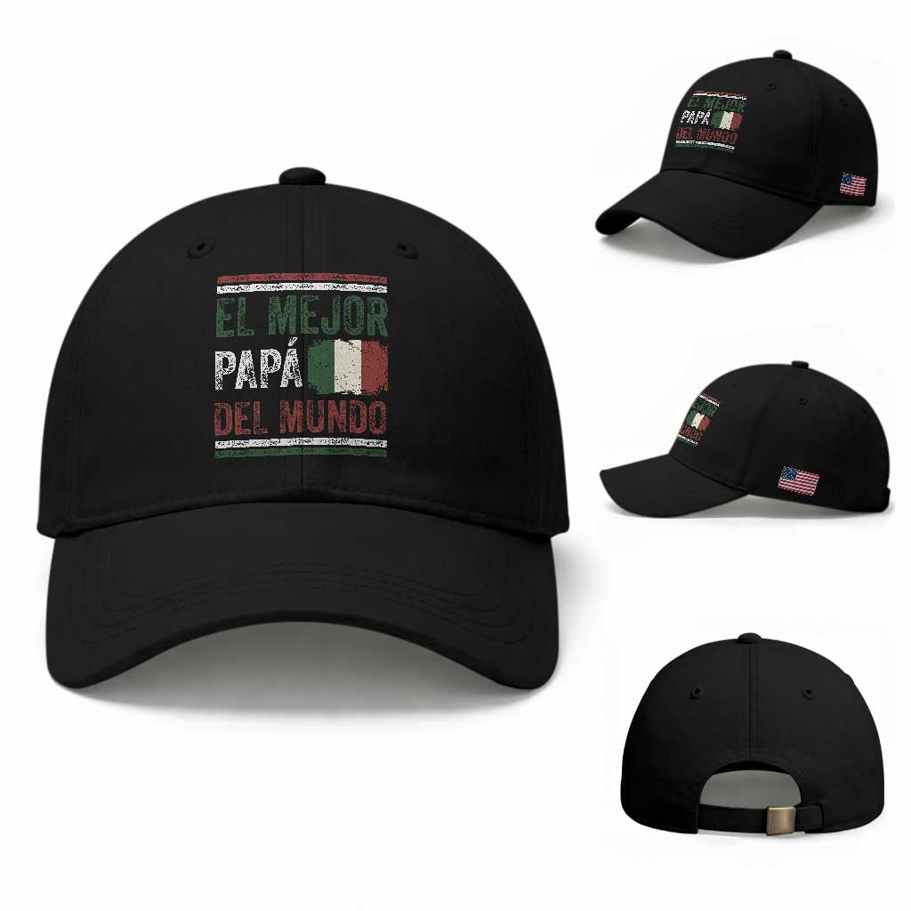 Funny Italian Dad The Best Father Of The World Baseball Cap El Mejor Papa Del Mundo TS11 Baseball Cap Universal Fit Black Print Your Wear