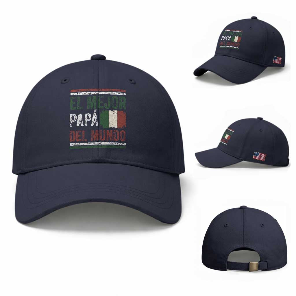 Funny Italian Dad The Best Father Of The World Baseball Cap El Mejor Papa Del Mundo TS11 Baseball Cap Universal Fit Navy Print Your Wear