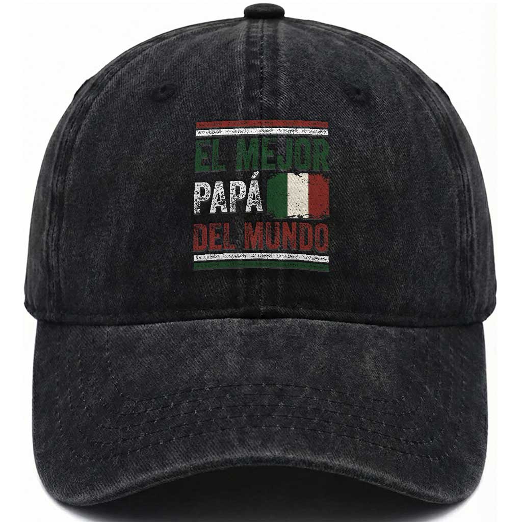 Funny Italian Dad The Best Father Of The World Washed Cotton Baseball Cap El Mejor Papa Del Mundo TS11 Print Your Wear