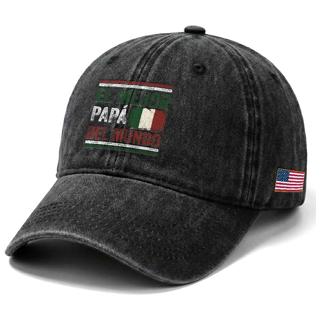 Funny Italian Dad The Best Father Of The World Washed Cotton Baseball Cap El Mejor Papa Del Mundo TS11 Print Your Wear