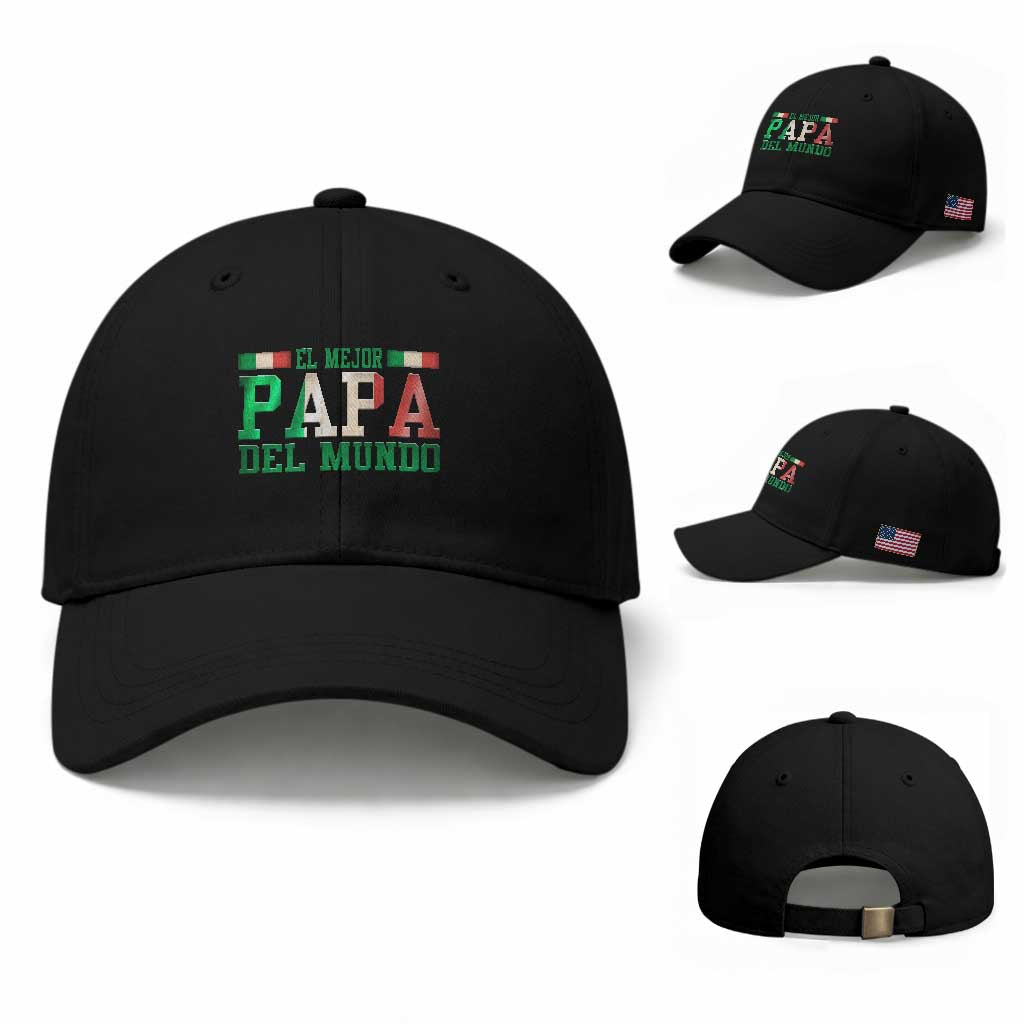 Funny El Mejor Papa Del Mundo Baseball Cap Mexican Father TS11 Baseball Cap Universal Fit Black Print Your Wear