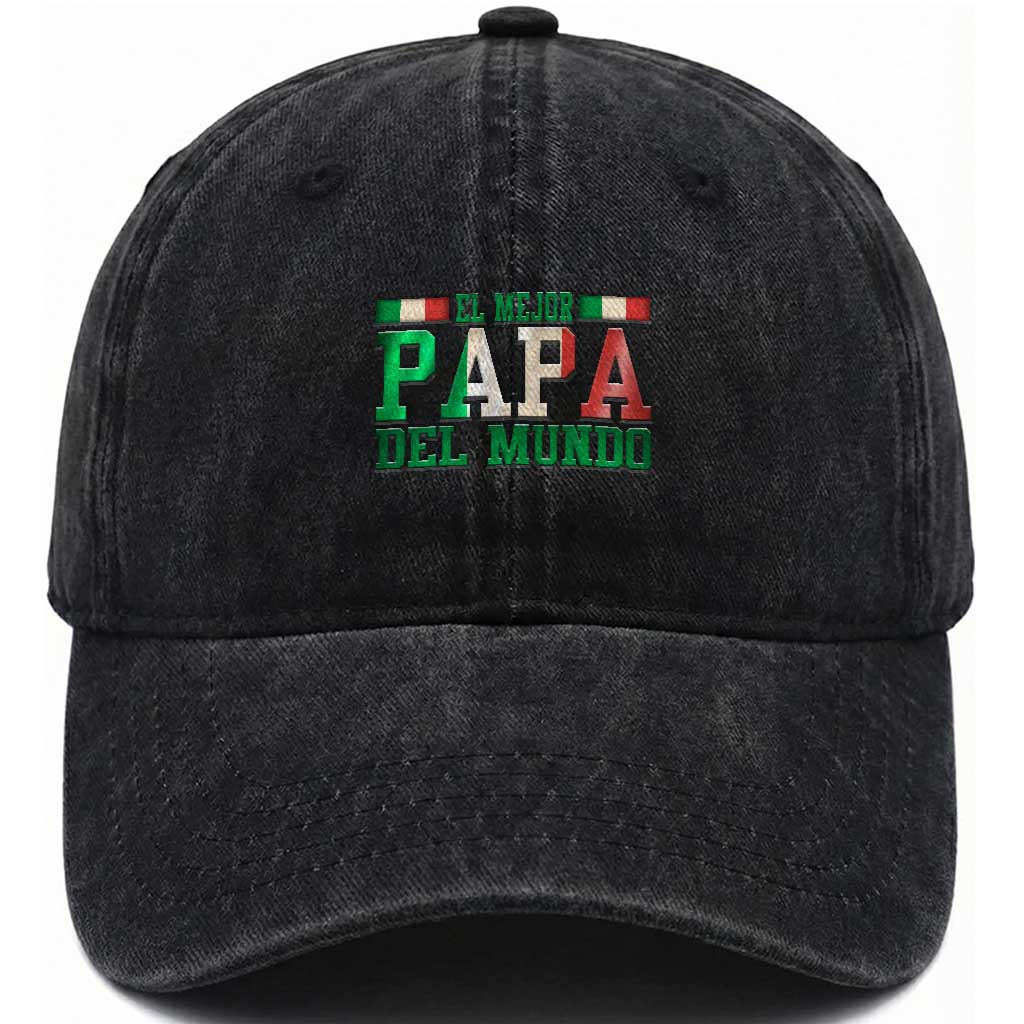 Funny El Mejor Papa Del Mundo Washed Cotton Baseball Cap Mexican Father TS11 Print Your Wear