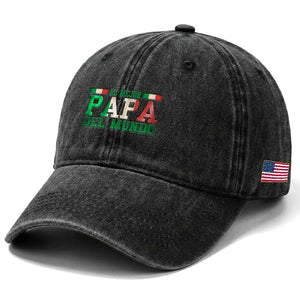 Funny El Mejor Papa Del Mundo Washed Cotton Baseball Cap Mexican Father TS11 Print Your Wear