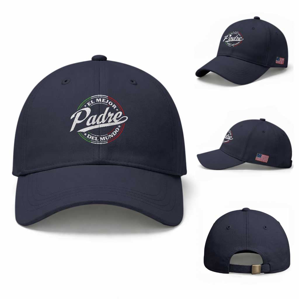 Funny Italian Dad Baseball Cap El Mejor Padre Del Mundo Father's Day TS11 Baseball Cap Universal Fit Navy Print Your Wear
