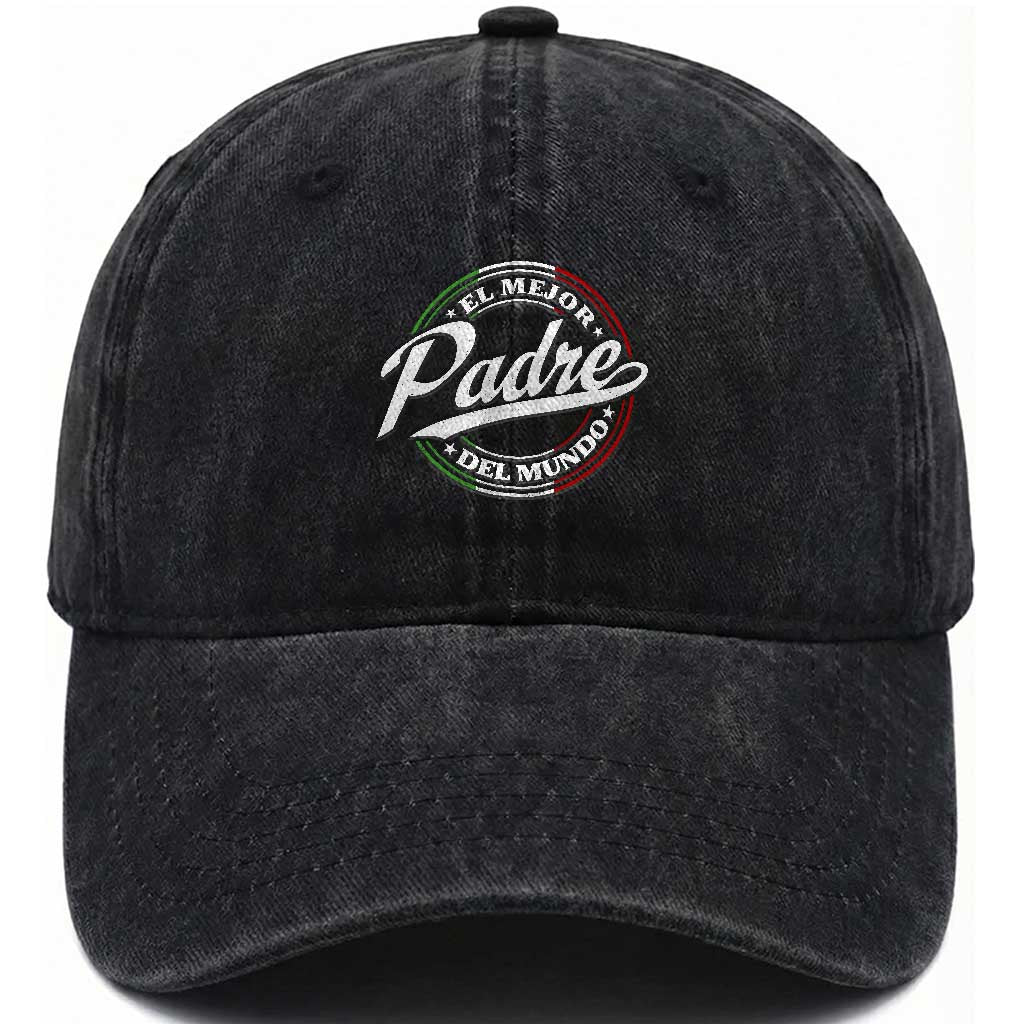 Funny Italian Dad Washed Cotton Baseball Cap El Mejor Padre Del Mundo Father's Day TS11 Print Your Wear
