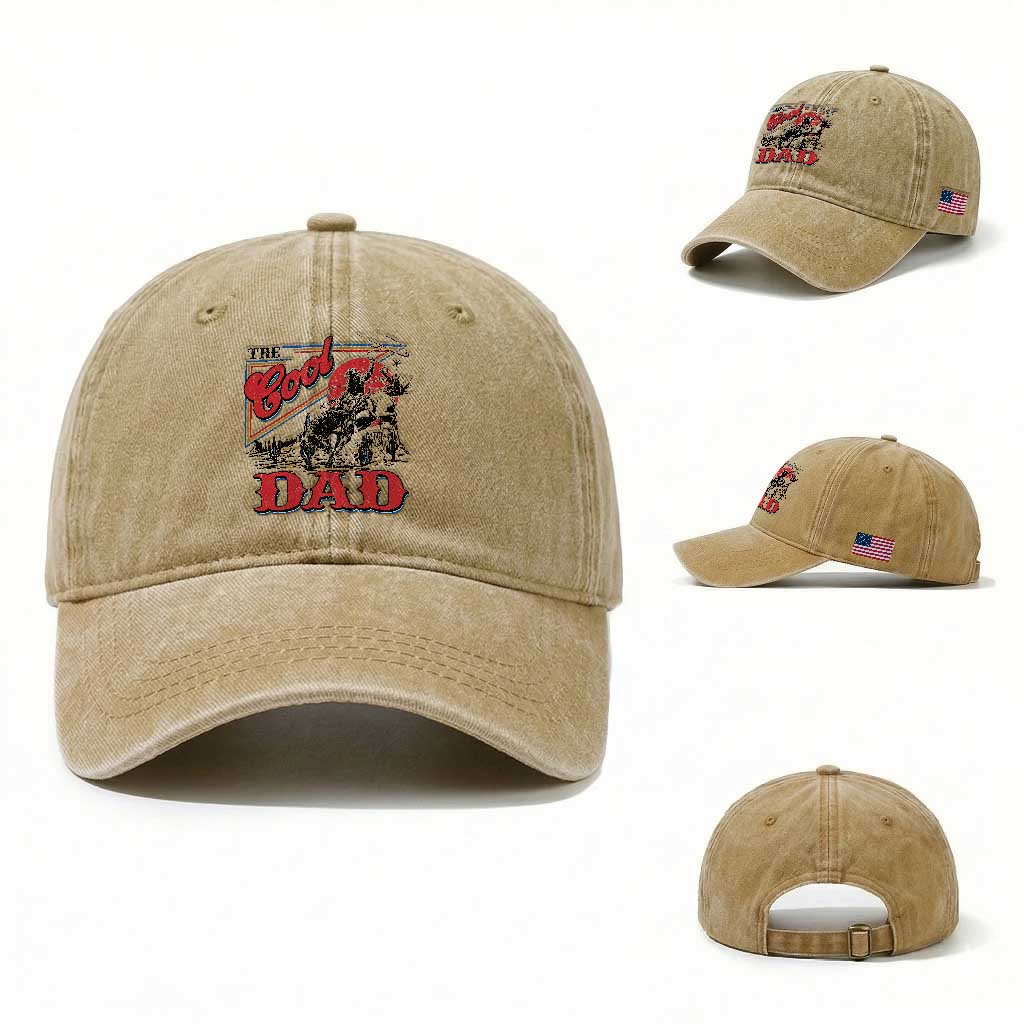 Funny Western Cowboy The Cool Dad Washed Cotton Baseball Cap Father's Day TS11 Washed Cap Universal Fit Khaki Print Your Wear