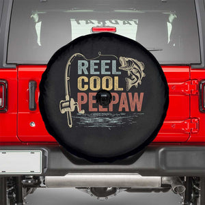 Funny Reel Cool Peepaw Spare Tire Cover Fishing Grandpa Fisherman Father's Day TS11 Black Print Your Wear