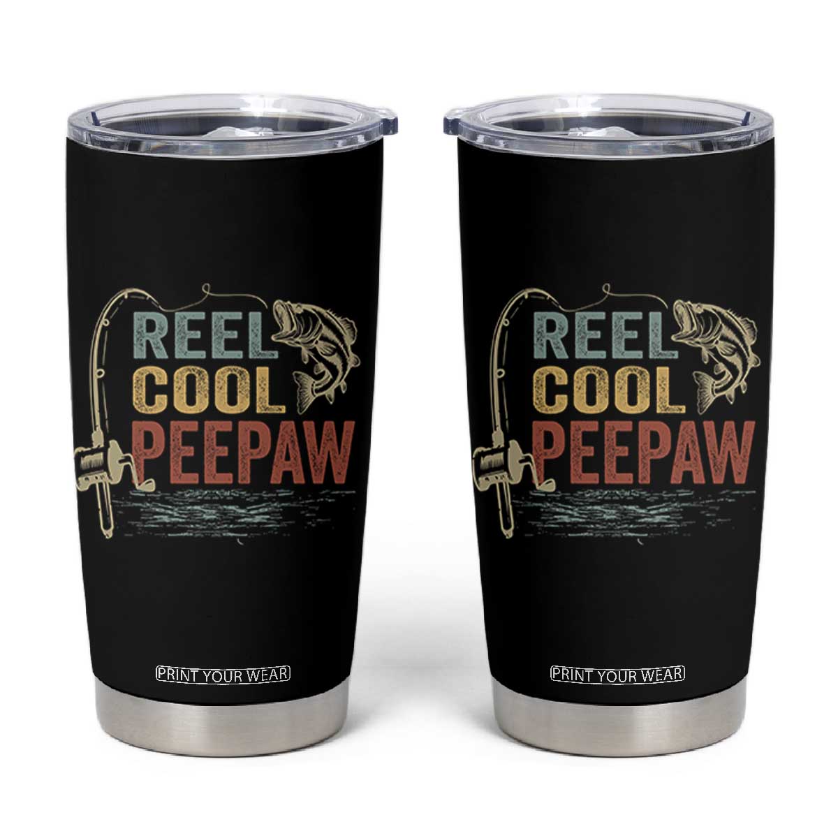 Funny Reel Cool Peepaw Tumbler Cup Fishing Grandpa Fisherman Father's Day TS11 Black Print Your Wear