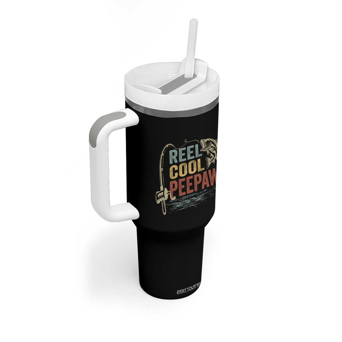 Funny Reel Cool Peepaw Tumbler With Handle Fishing Grandpa Fisherman Father's Day TS11 Print Your Wear