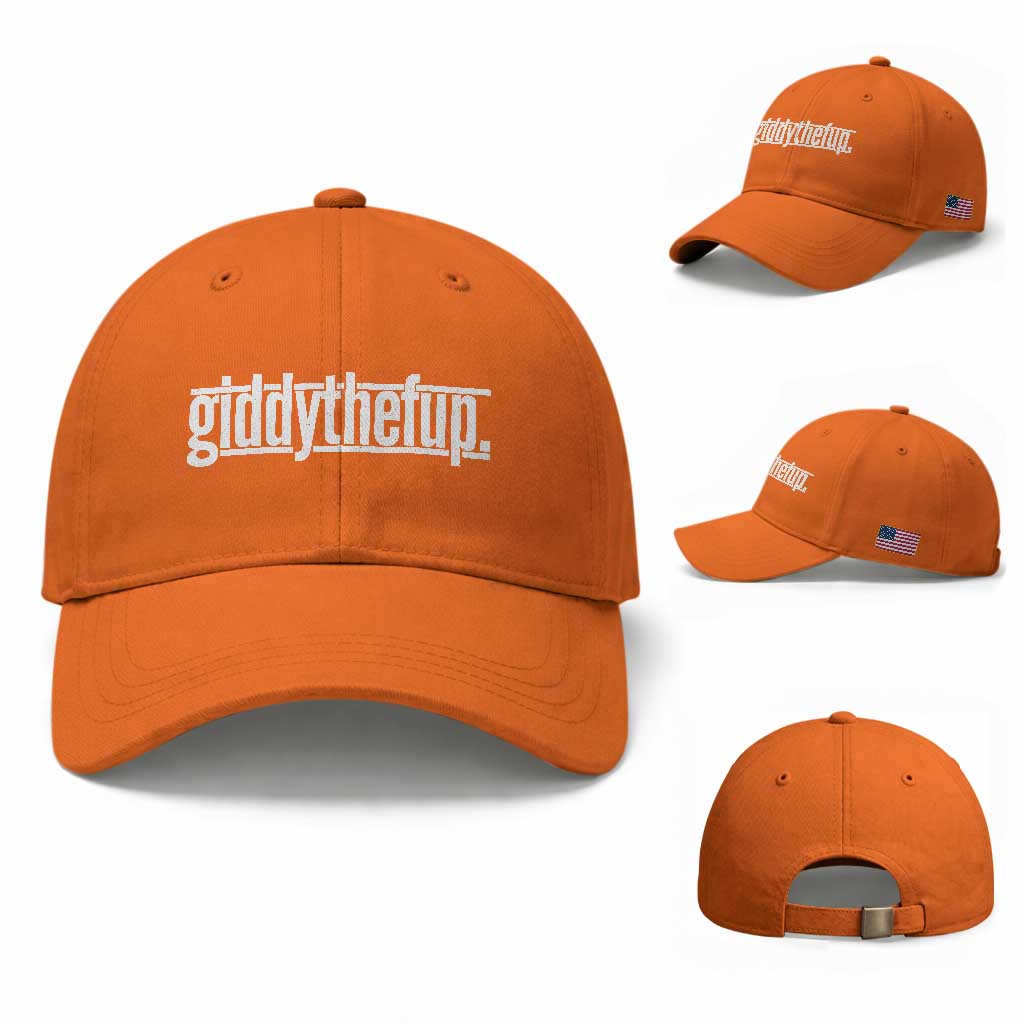 Funny Giddythefup Derby Day Baseball Cap Derby Giddy Up Horse Racing TS11 Baseball Cap Universal Fit Orange Print Your Wear
