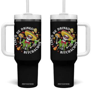 Cinco De Drinko Bitchachos Tumbler With Handle Funny Cinco De Mayo Drinking Mexican Fiesta TS11 One Size: 40 oz Black Print Your Wear
