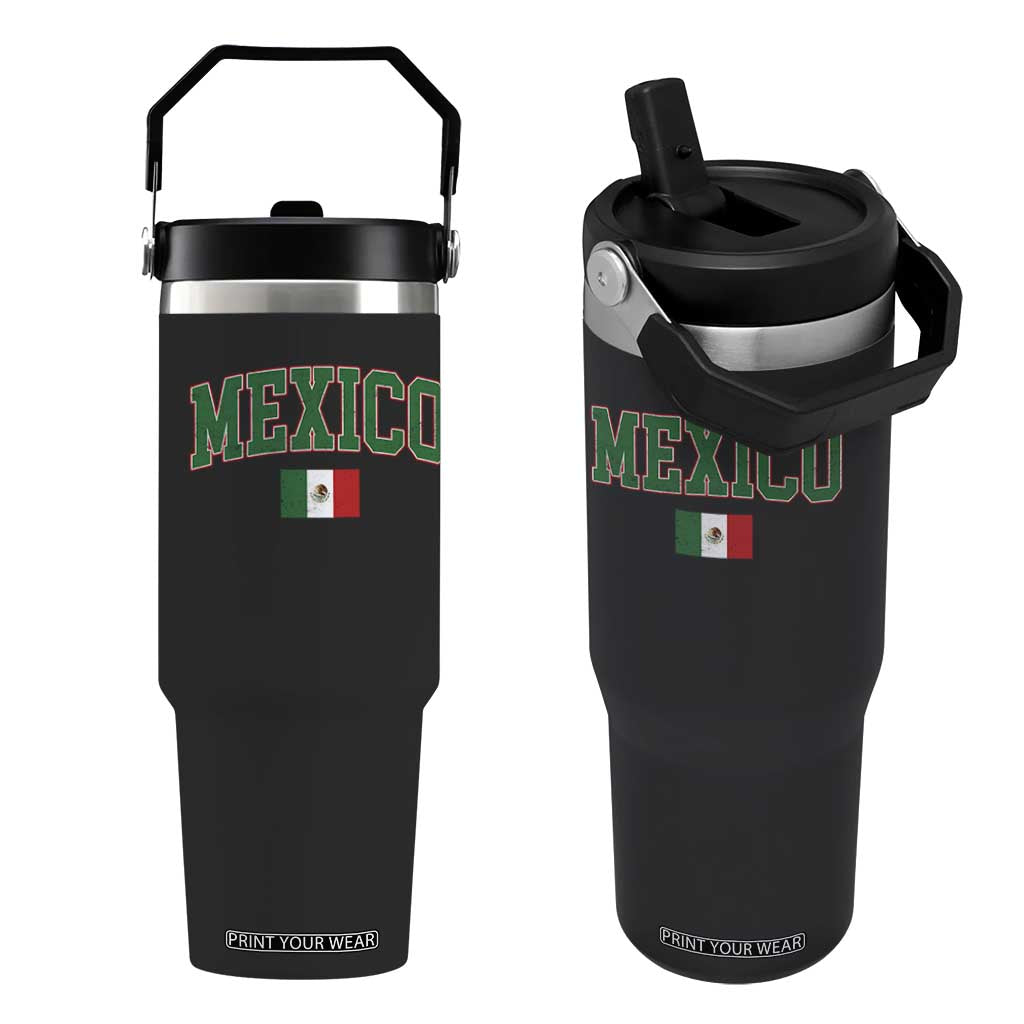 Mexico Flag Vintage Mexican Pride Heritage Flip Straw Tumbler TS11 One Size: 30 oz Black Print Your Wear