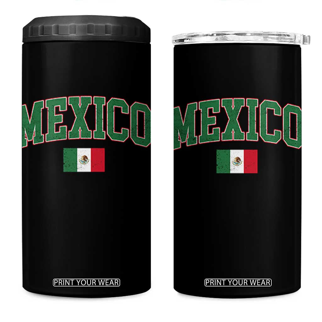 Mexico Flag Vintage Mexican Pride Heritage 4 in 1 Can Cooler Tumbler TS11 One Size: 16 oz Black Print Your Wear