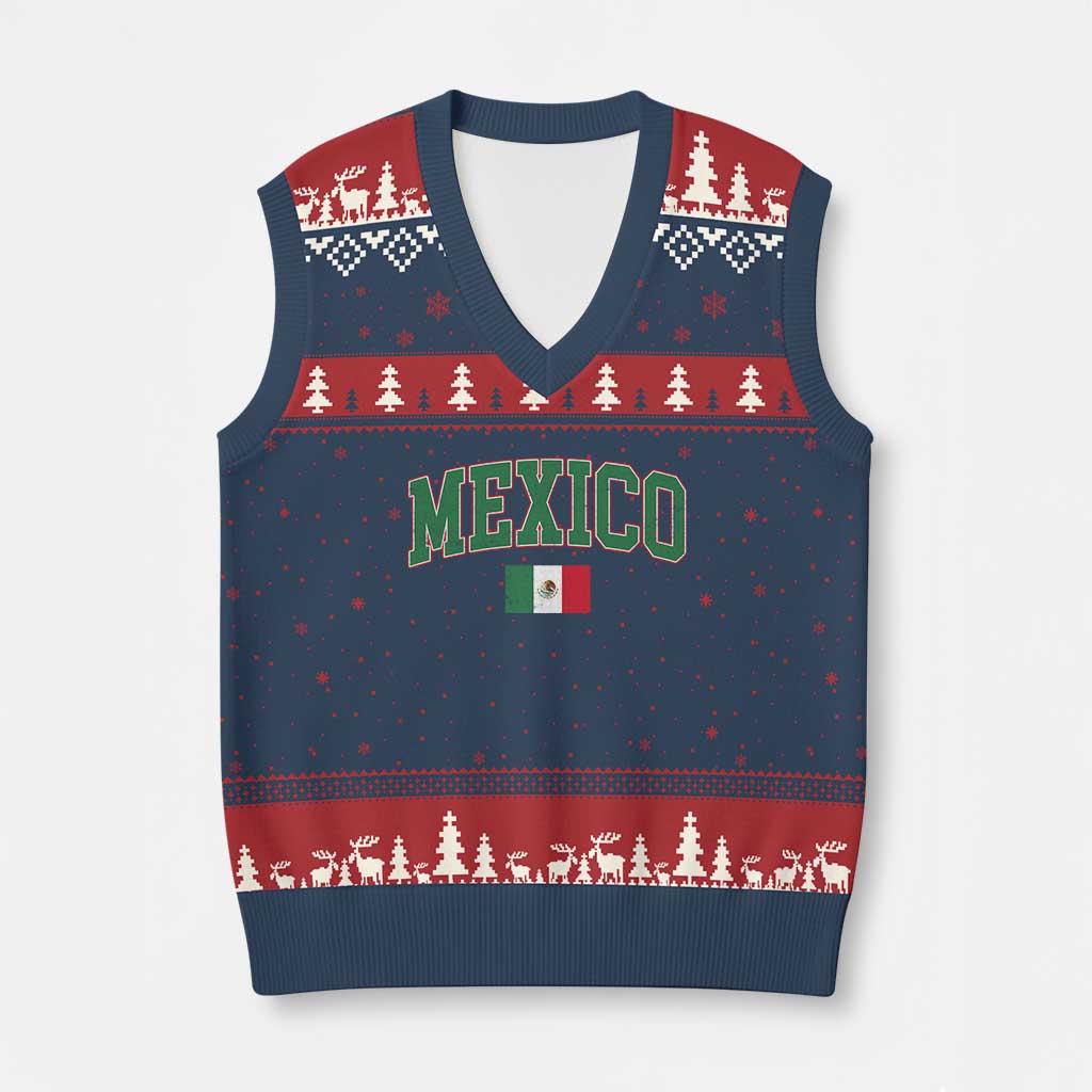 Mexico Flag Vintage Mexican Pride Heritage V-Neck Knit Sweater Vest TS11 Navy Red Print Your Wear