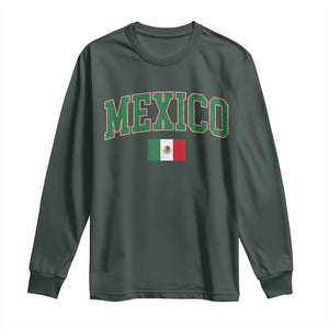 Mexico Flag Vintage Mexican Pride Heritage Long Sleeve Shirt TS11 Dark Forest Green Print Your Wear