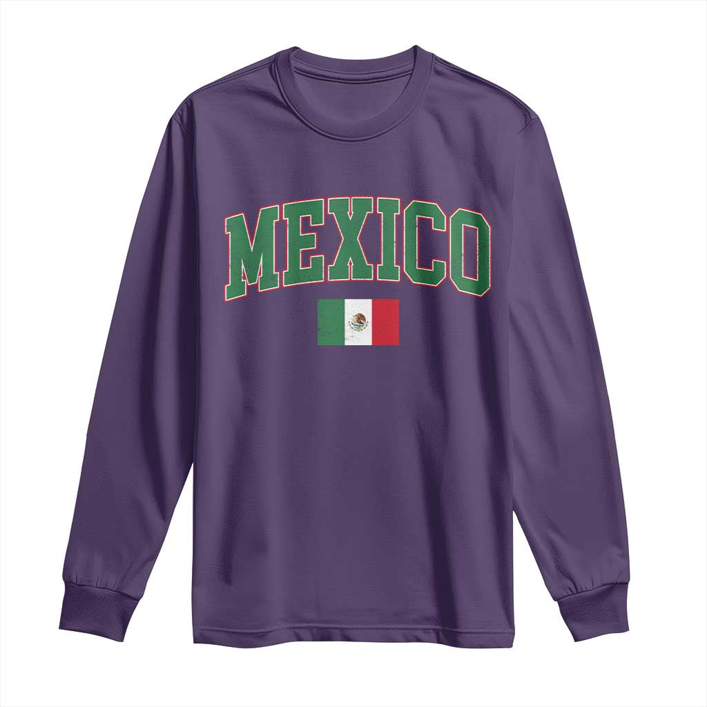 Mexico Flag Vintage Mexican Pride Heritage Long Sleeve Shirt TS11 Purple Print Your Wear