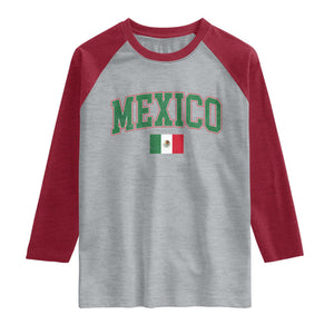 Mexico Flag Vintage Mexican Pride Heritage Raglan Shirt TS11 Heather Gray Heather Red Print Your Wear