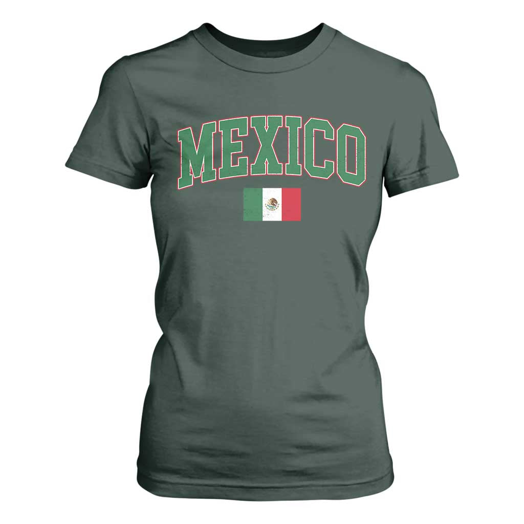 Mexico Flag Vintage Mexican Pride Heritage T Shirt For Women TS11 Dark Forest Green Print Your Wear
