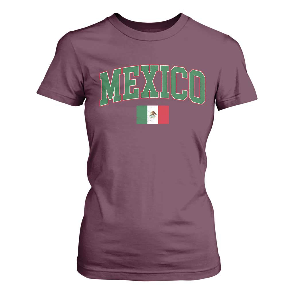 Mexico Flag Vintage Mexican Pride Heritage T Shirt For Women TS11 Maroon Print Your Wear