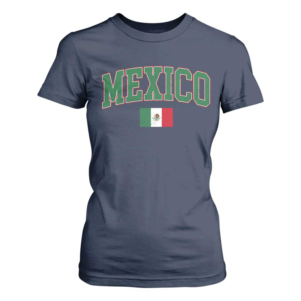 Mexico Flag Vintage Mexican Pride Heritage T Shirt For Women TS11 Navy Print Your Wear