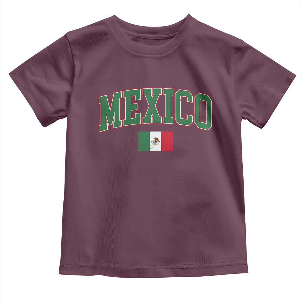 Mexico Flag Vintage Mexican Pride Heritage Toddler T Shirt TS11 Maroon Print Your Wear