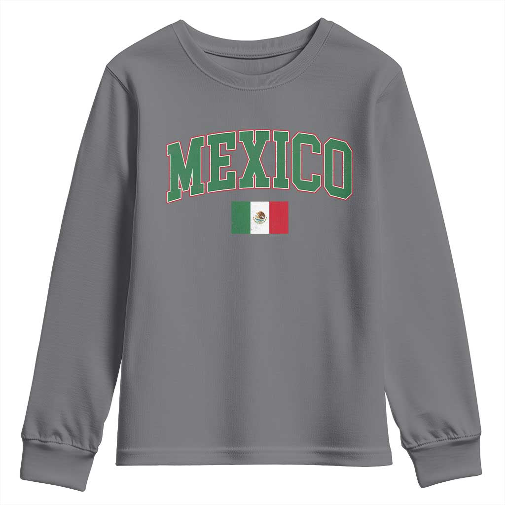 Mexico Flag Vintage Mexican Pride Heritage Youth Sweatshirt TS11 Charcoal Print Your Wear