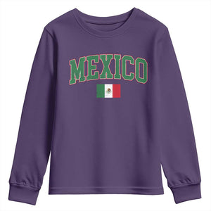 Mexico Flag Vintage Mexican Pride Heritage Youth Sweatshirt TS11 Purple Print Your Wear