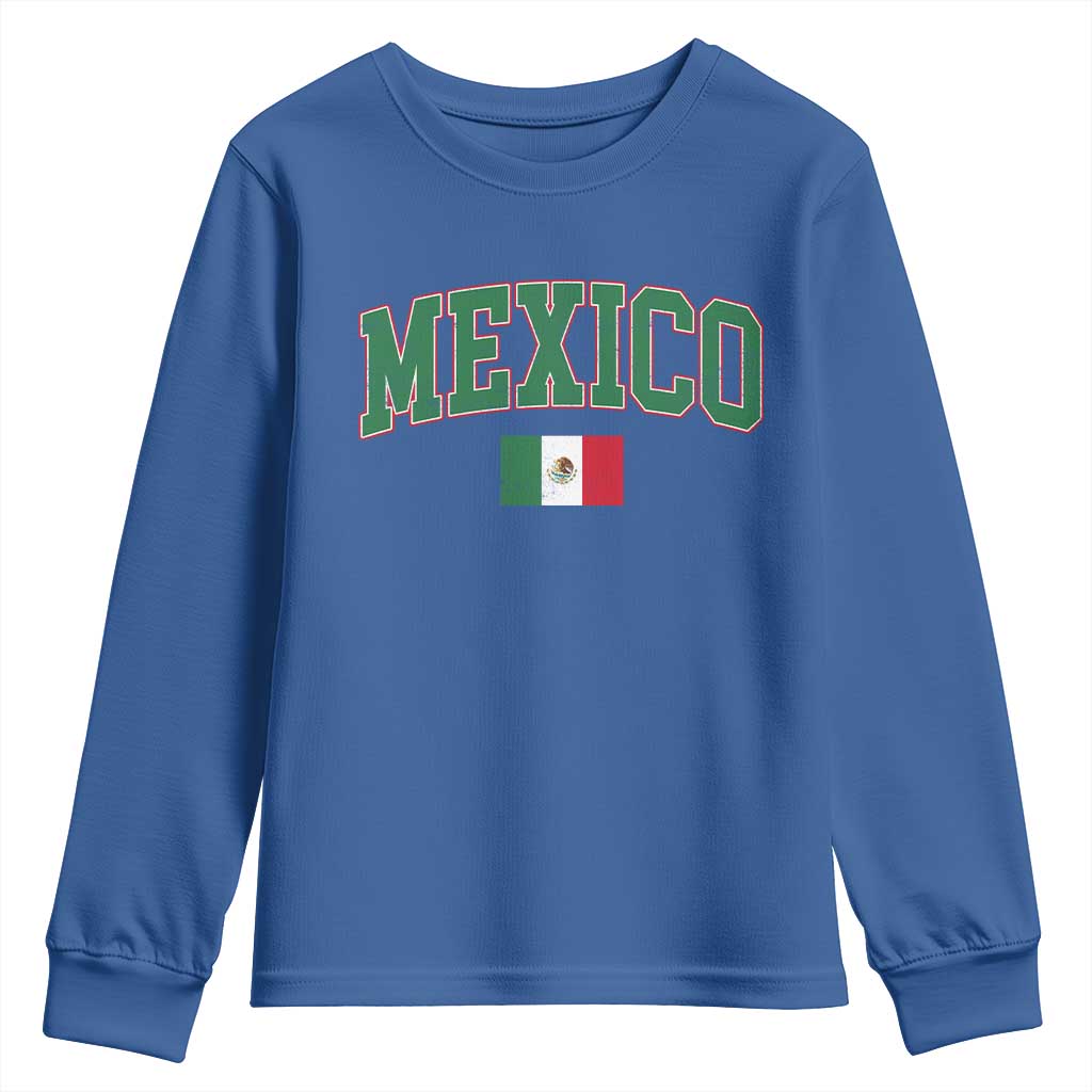 Mexico Flag Vintage Mexican Pride Heritage Youth Sweatshirt TS11 Royal Blue Print Your Wear