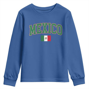 Mexico Flag Vintage Mexican Pride Heritage Youth Sweatshirt TS11 Royal Blue Print Your Wear